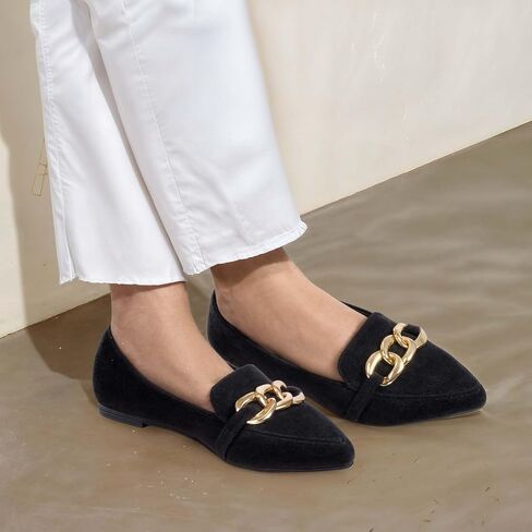 MUSSHOE Women's Loafers Comfortable Fashion Chain Flats Shoes for Women in Saudi Arabia