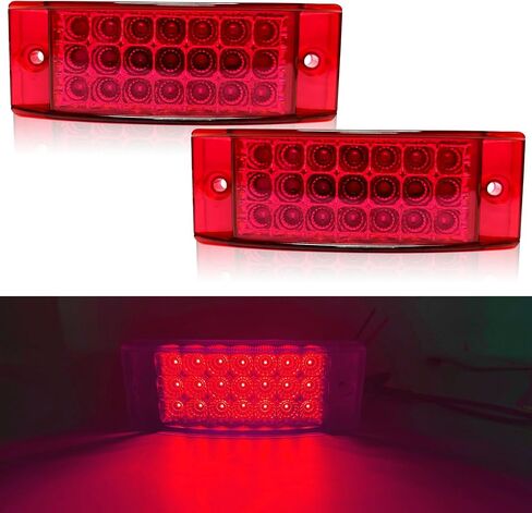 2pcs 6" 21 LED Rectangle Lateral Marker Lights, Clear Marker Lights, Trailer Lights 12V 6x2 Rectangle Surface Mount, IP68 Waterproof for Trucks Trailers Campers Boats Vessels (Yellow) in Saudi Arabia