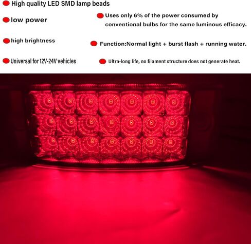 2pcs 6" 21 LED Rectangle Lateral Marker Lights, Clear Marker Lights, Trailer Lights 12V 6x2 Rectangle Surface Mount, IP68 Waterproof for Trucks Trailers Campers Boats Vessels (Yellow) in Saudi Arabia