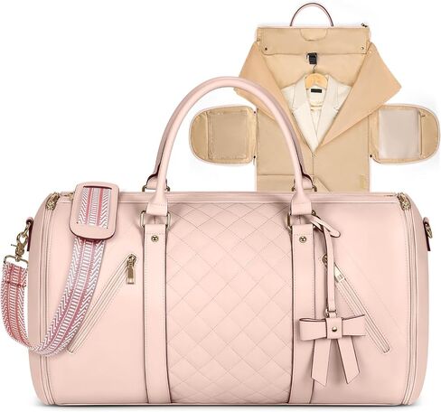 RAINSMORE Garment Bags for Travel Women Leather Convertible Garment Duffle Bag With Shoe Pouch,Large Carry On Garment Bag Dress Suit Business Travel Bags Beige in Saudi Arabia
