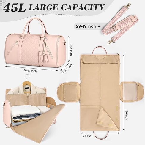 RAINSMORE Garment Bags for Travel Women Leather Convertible Garment Duffle Bag With Shoe Pouch,Large Carry On Garment Bag Dress Suit Business Travel Bags Beige in Saudi Arabia
