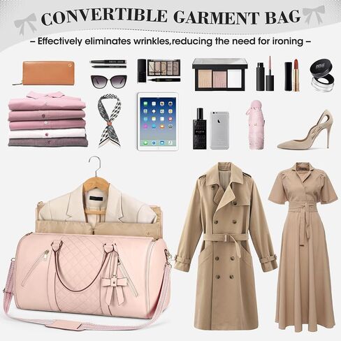 RAINSMORE Garment Bags for Travel Women Leather Convertible Garment Duffle Bag With Shoe Pouch,Large Carry On Garment Bag Dress Suit Business Travel Bags Beige in Saudi Arabia
