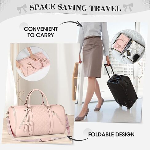 RAINSMORE Garment Bags for Travel Women Leather Convertible Garment Duffle Bag With Shoe Pouch,Large Carry On Garment Bag Dress Suit Business Travel Bags Beige in Saudi Arabia
