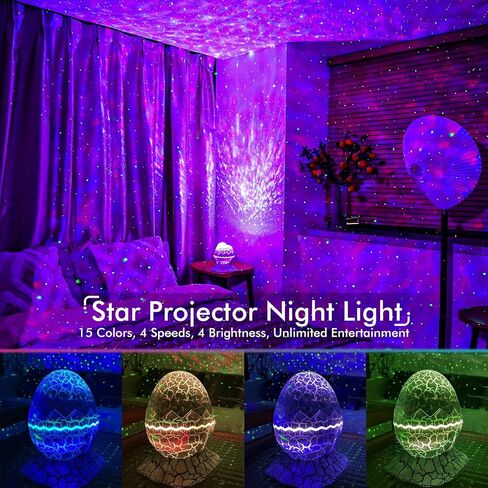 Rossetta Star Projector, Galaxy Projector LED Lights for Bedroom, App Control Projector with Bluetooth Speaker and White Noise, Night Light for Kids Adults, Christmas, Party, Ceiling, Room Decor in Saudi Arabia