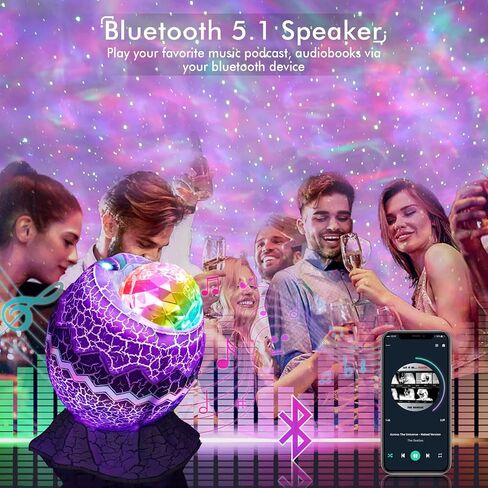 Rossetta Star Projector, Galaxy Projector LED Lights for Bedroom, App Control Projector with Bluetooth Speaker and White Noise, Night Light for Kids Adults, Christmas, Party, Ceiling, Room Decor in Saudi Arabia