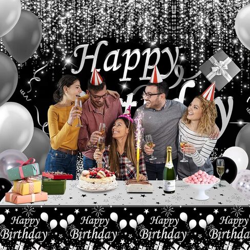 بالونات زينة عيد ميلاد زرقاء مع مفرش طاولة، خلفية عيد ميلاد سعيد in Kuwait