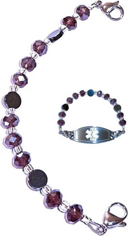 Hidden Hollow Beads Women's Artistic 6.5 or 5.5 inch long Medical Alert ID Interchangeable Replacement Bracelet, Identification Vital info tag in Saudi Arabia