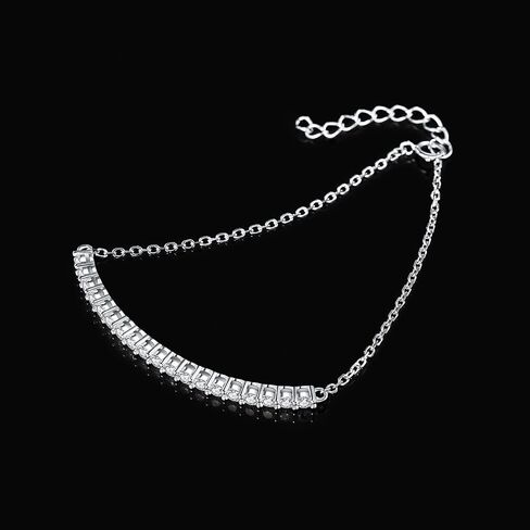 JewelryPalace 2.5mm Round Cut Cubic Zirconia Adjustable Link Bar Bracelet for Women, 14k White Yellow Rose Gold Plated 925 Sterling Silver ID Bracelet for Girls, Anniversary Jewelry Gift VVS D-F in Saudi Arabia