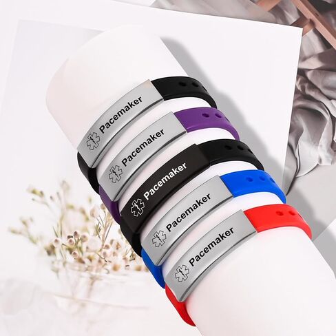 Medical Alert Bracelet for Women Men, Adjustable Medical Alert ID Silicone Wristband for Diabetic D.N.R Pacemaker Epilepsy in Saudi Arabia
