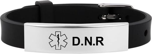 Medical Alert Bracelet for Women Men, Adjustable Medical Alert ID Silicone Wristband for Diabetic D.N.R Pacemaker Epilepsy in Saudi Arabia
