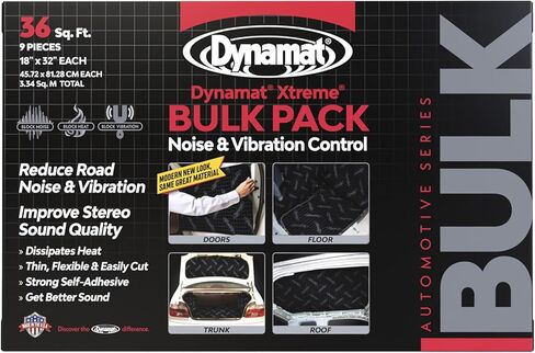 Dynamat Xtreme Sound Deadening Car Squared 18 Pack - طقم تخفيف الضوضاء للأرضيات والأبواب والألواح وغطاء محرك السيارة أو المحرك أو صندوق السيارة - تركيب ذاتي سهل اللصق - 8 ورقات 18 بوصة × 18 بوصة، إجمالي 18 قدم مربع in Saudi Arabia