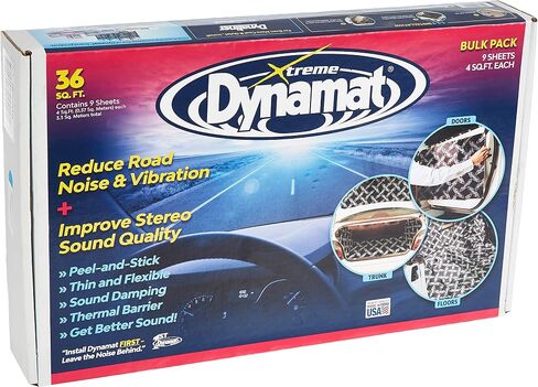 Dynamat Xtreme Sound Deadening Car Squared 18 Pack - طقم تخفيف الضوضاء للأرضيات والأبواب والألواح وغطاء محرك السيارة أو المحرك أو صندوق السيارة - تركيب ذاتي سهل اللصق - 8 ورقات 18 بوصة × 18 بوصة، إجمالي 18 قدم مربع in Saudi Arabia