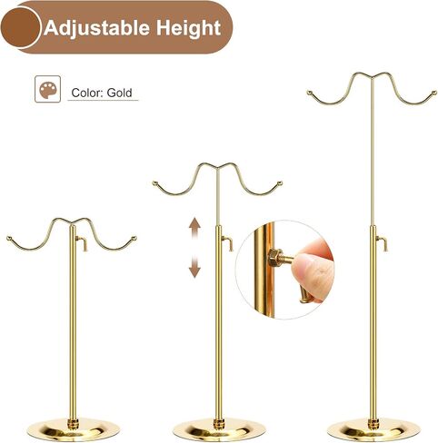 uxcell Purse Display Stand Set 2 Pack Adjustable Tabletop Double Hook Handbag Rack Metal Bag Holder for Retail Boutique Store - Silver in Saudi Arabia