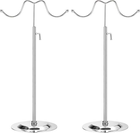 uxcell Purse Display Stand Set 2 Pack Adjustable Tabletop Double Hook Handbag Rack Metal Bag Holder for Retail Boutique Store - Silver in Saudi Arabia