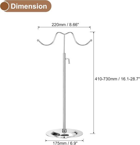 uxcell Purse Display Stand Set 2 Pack Adjustable Tabletop Double Hook Handbag Rack Metal Bag Holder for Retail Boutique Store - Silver in Saudi Arabia