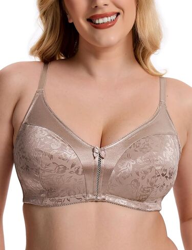 Wingslove Women's Full Coverage Wireless Bra Non Padded Comfort Minimizer Bras Plus Size Floral Pattern Support in Saudi Arabia