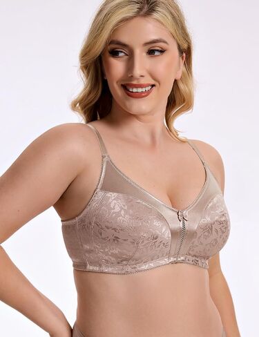 Wingslove Women's Full Coverage Wireless Bra Non Padded Comfort Minimizer Bras Plus Size Floral Pattern Support in Saudi Arabia