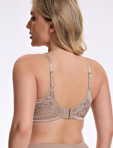 Wingslove Women's Full Coverage Wireless Bra Non Padded Comfort Minimizer Bras Plus Size Floral Pattern Support in Saudi Arabia