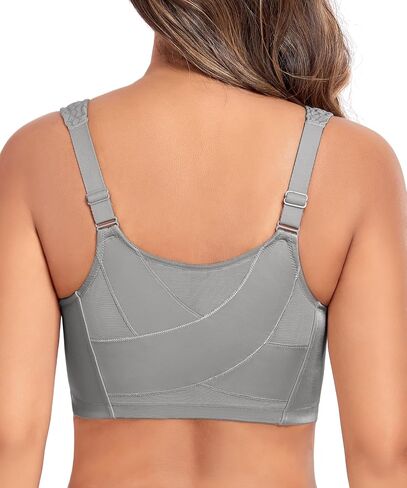 Women’s Minimizer Bra Front-Close Bras Wireless Full Figure Wirefree Large Bust Bra Jacquard Support Back Posture in Saudi Arabia