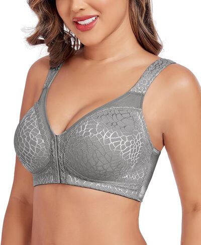 Women’s Minimizer Bra Front-Close Bras Wireless Full Figure Wirefree Large Bust Bra Jacquard Support Back Posture in Saudi Arabia