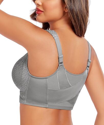 Women’s Minimizer Bra Front-Close Bras Wireless Full Figure Wirefree Large Bust Bra Jacquard Support Back Posture in Saudi Arabia