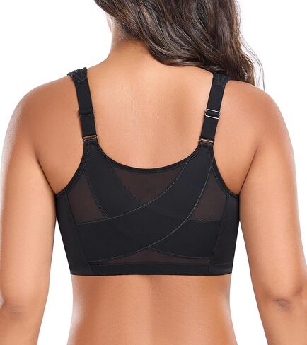 Women’s Minimizer Bra Front-Close Bras Wireless Full Figure Wirefree Large Bust Bra Jacquard Support Back Posture in Kuwait