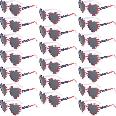 20 Pack Heart Shaped American Flag Sunglasses Bulk Classic Patriot for 4th of July Party Supplies in Saudi Arabia