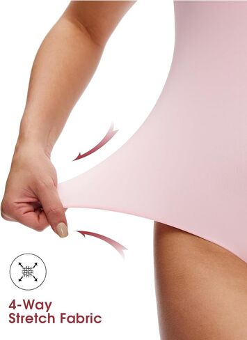 NANJI Sleeveless Tank Bodysuit for Women - Slim Fit Scoop Neck Thong Body Suit, Stretch Double Lined Tops Casual Going Out in Kuwait