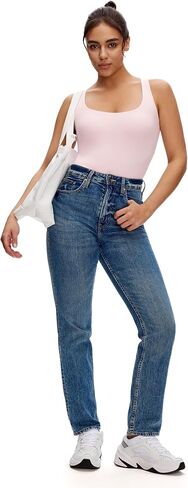 NANJI Sleeveless Tank Bodysuit for Women - Slim Fit Scoop Neck Thong Body Suit, Stretch Double Lined Tops Casual Going Out in Kuwait