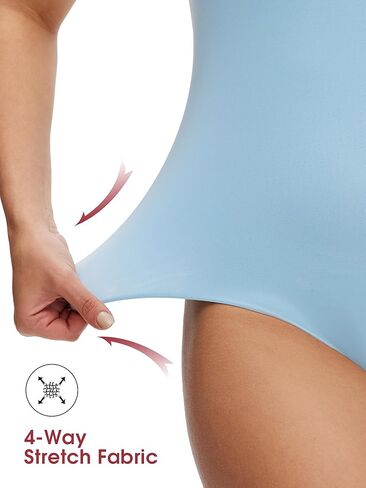 NANJI Sleeveless Tank Bodysuit for Women - Slim Fit Scoop Neck Thong Body Suit, Stretch Double Lined Tops Casual Going Out in Kuwait