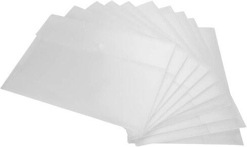 File Folder Plastic Envelopes Poly Envelopes Folder File Bags Clear Waterproof Document Folders with Snap Button Closure for School Home Work Office Supplies A4 Size 10 Pack (Black) in Saudi Arabia