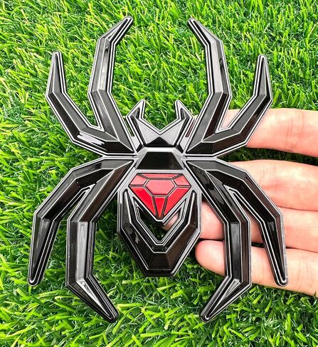 1pc Big 5.5inch Spider Emblems 3D Fender Rear Door Badges Custom Sticker Nameplate Replacement for Universal Car Body Motorcycle SUV Widow Door Edition Decoration (Black Red) in Saudi Arabia