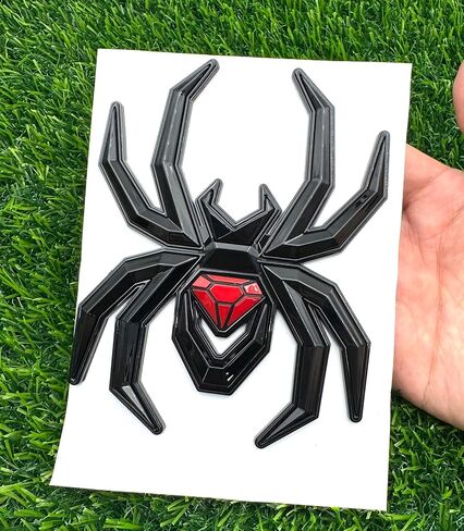 1pc Big 5.5inch Spider Emblems 3D Fender Rear Door Badges Custom Sticker Nameplate Replacement for Universal Car Body Motorcycle SUV Widow Door Edition Decoration (Black Red) in Saudi Arabia
