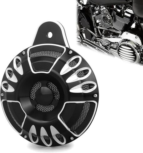 CNC Billet Aluminum Horn Cover for Harley Big Twin, Street Glide,Road King, Electra Tour Glide CVO, 1991-2024 (Beveled style, BLACK) in Saudi Arabia