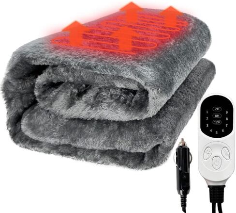 Car Electric Heating Blanket 12 Volt 72 Watts Sleeping Bag Heated Liner Portable Heated Mat for Car Truck SUV RV Camping Underblanket 9 Heat Setting 2/8/12H Timer Setting Machine Washable (63x59inch) in Saudi Arabia