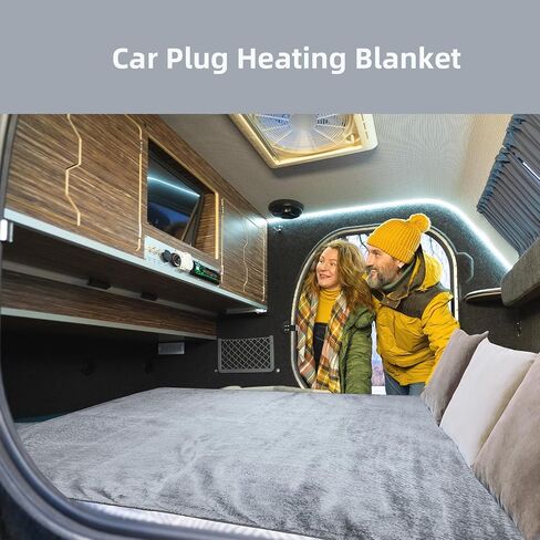 Car Electric Heating Blanket 12 Volt 72 Watts Sleeping Bag Heated Liner Portable Heated Mat for Car Truck SUV RV Camping Underblanket 9 Heat Setting 2/8/12H Timer Setting Machine Washable (63x59inch) in Saudi Arabia
