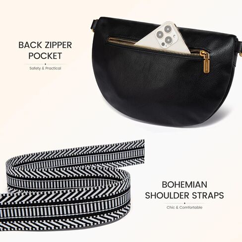 LOVEVOOK Fanny Packs for Women Cross Body, Vegan Leather Belt Bag for Women, Waterproof Sling Purse Fashion Waist Pack Designer Chest Bum Bag with Boho Style Strap in Saudi Arabia