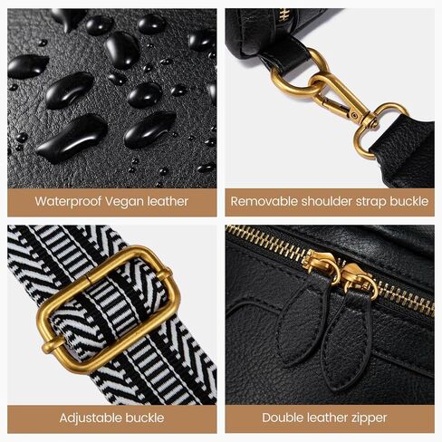 LOVEVOOK Fanny Packs for Women Cross Body, Vegan Leather Belt Bag for Women, Waterproof Sling Purse Fashion Waist Pack Designer Chest Bum Bag with Boho Style Strap in Saudi Arabia
