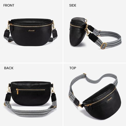 LOVEVOOK Fanny Packs for Women Cross Body, Vegan Leather Belt Bag for Women, Waterproof Sling Purse Fashion Waist Pack Designer Chest Bum Bag with Boho Style Strap in Saudi Arabia