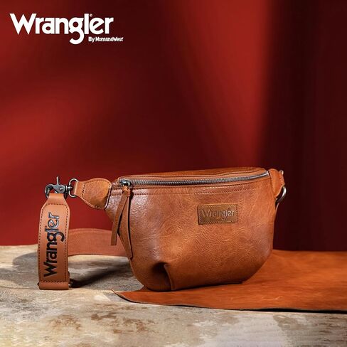 Wrangler Large Fanny Packs for Women Waist Bag Travel Belt Bags Crossbody Sling Purse Brown in Saudi Arabia