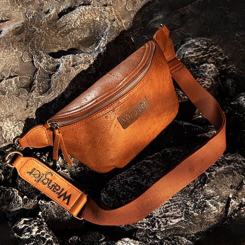 Wrangler Large Fanny Packs for Women Waist Bag Travel Belt Bags Crossbody Sling Purse Brown in Saudi Arabia