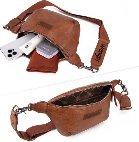 Wrangler Large Fanny Packs for Women Waist Bag Travel Belt Bags Crossbody Sling Purse Brown in Saudi Arabia