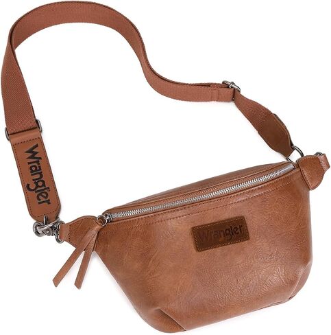 Wrangler Large Fanny Packs for Women Waist Bag Travel Belt Bags Crossbody Sling Purse Brown in Saudi Arabia