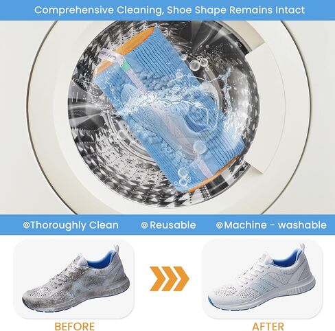 حقيبة غسالة للأحذية ، كيس أحذية غسالة ، كيس تنظيف أحذية الغسالة والغسالة مع الرمز البريدي ، الزغب الدقيق الطويل والسميك ، مناسب للأحذية الزرقاء المتعددة (2 مساءً ، أصفر أزرق) in Kuwait