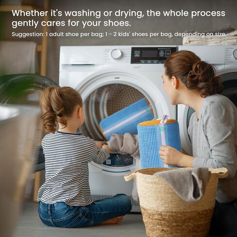 حقيبة غسالة للأحذية ، كيس أحذية غسالة ، كيس تنظيف أحذية الغسالة والغسالة مع الرمز البريدي ، الزغب الدقيق الطويل والسميك ، مناسب للأحذية الزرقاء المتعددة (2 مساءً ، أصفر أزرق) in Kuwait