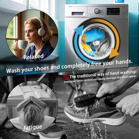 حقيبة غسالة للأحذية ، كيس أحذية غسالة ، كيس تنظيف أحذية الغسالة والغسالة مع الرمز البريدي ، الزغب الدقيق الطويل والسميك ، مناسب للأحذية الزرقاء المتعددة (2 مساءً ، أصفر أزرق) in Kuwait