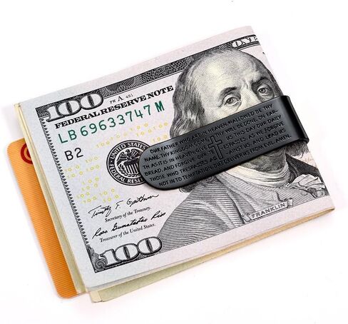 مشابك نقود فضية للرجال للنقود، حامل بطاقة عمل بسيط، تصميم يدوي من الفولاذ المقاوم للصدأ، هدية عيد ميلاد للأب in Kuwait