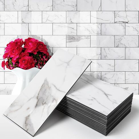 STICKGOO 100-Pieces Peel and Stick Backsplash, 3" x 6" PVC Wall Tile, Stick on Backsplash for Kitchen/Bathroom/Fireplace/Laundry Room in Kuwait