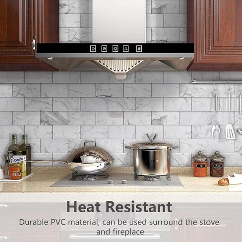 STICKGOO 100-Pieces Peel and Stick Backsplash, 3" x 6" PVC Wall Tile, Stick on Backsplash for Kitchen/Bathroom/Fireplace/Laundry Room in Kuwait