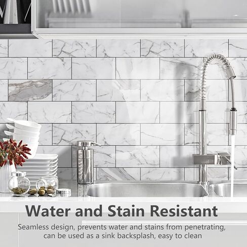 STICKGOO 100-Pieces Peel and Stick Backsplash, 3" x 6" PVC Wall Tile, Stick on Backsplash for Kitchen/Bathroom/Fireplace/Laundry Room in Kuwait